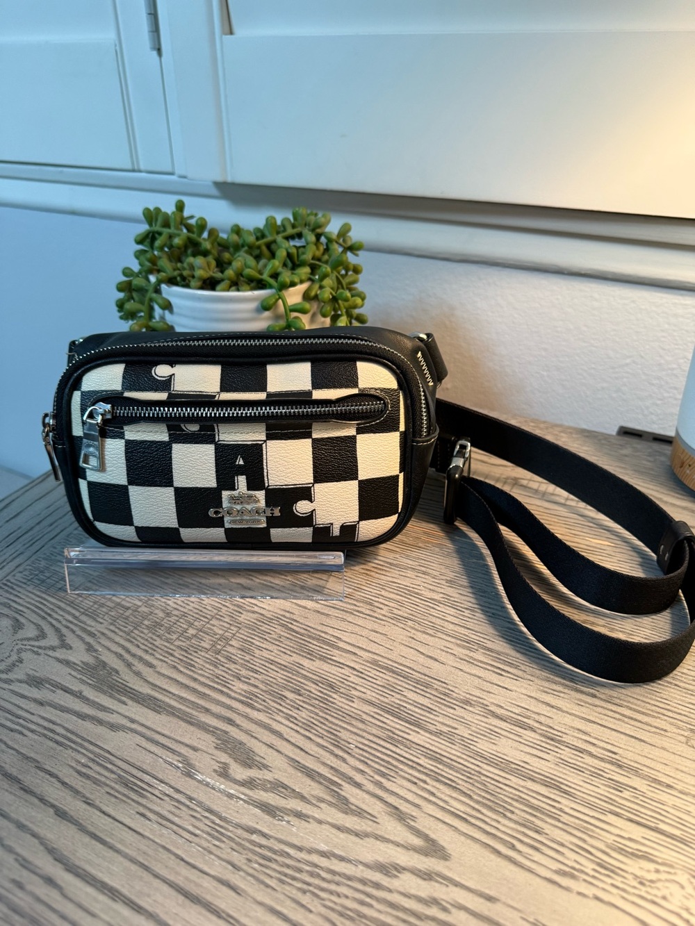 Coach Black & White Checkerboard Crossbody/Belt Bag